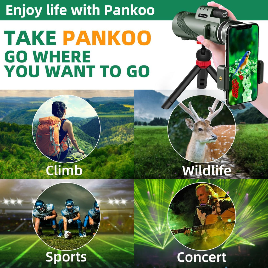 40X60 HD Monocular for Adults, Grade Compact Monocular Telescope with BAK-4 Prism & FMC Lens & Smartphone Holder & Tripod, Stargazing Hunting Bird Watching, Camping Hiking Travel Accessories