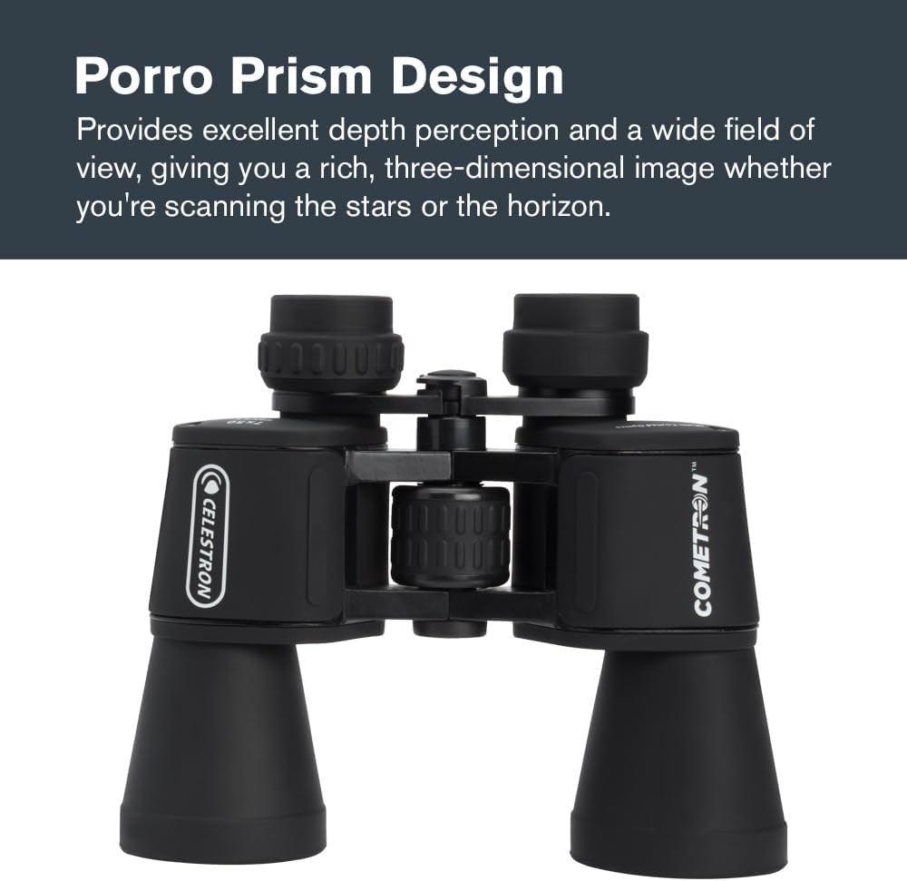 - Cometron 7X50 Astronomy Binoculars – Entry-Level for Stargazing and Comet Watching – Large 50Mm Objective Lenses – Wide 6.6° Field of View – Multi-Coated Optics