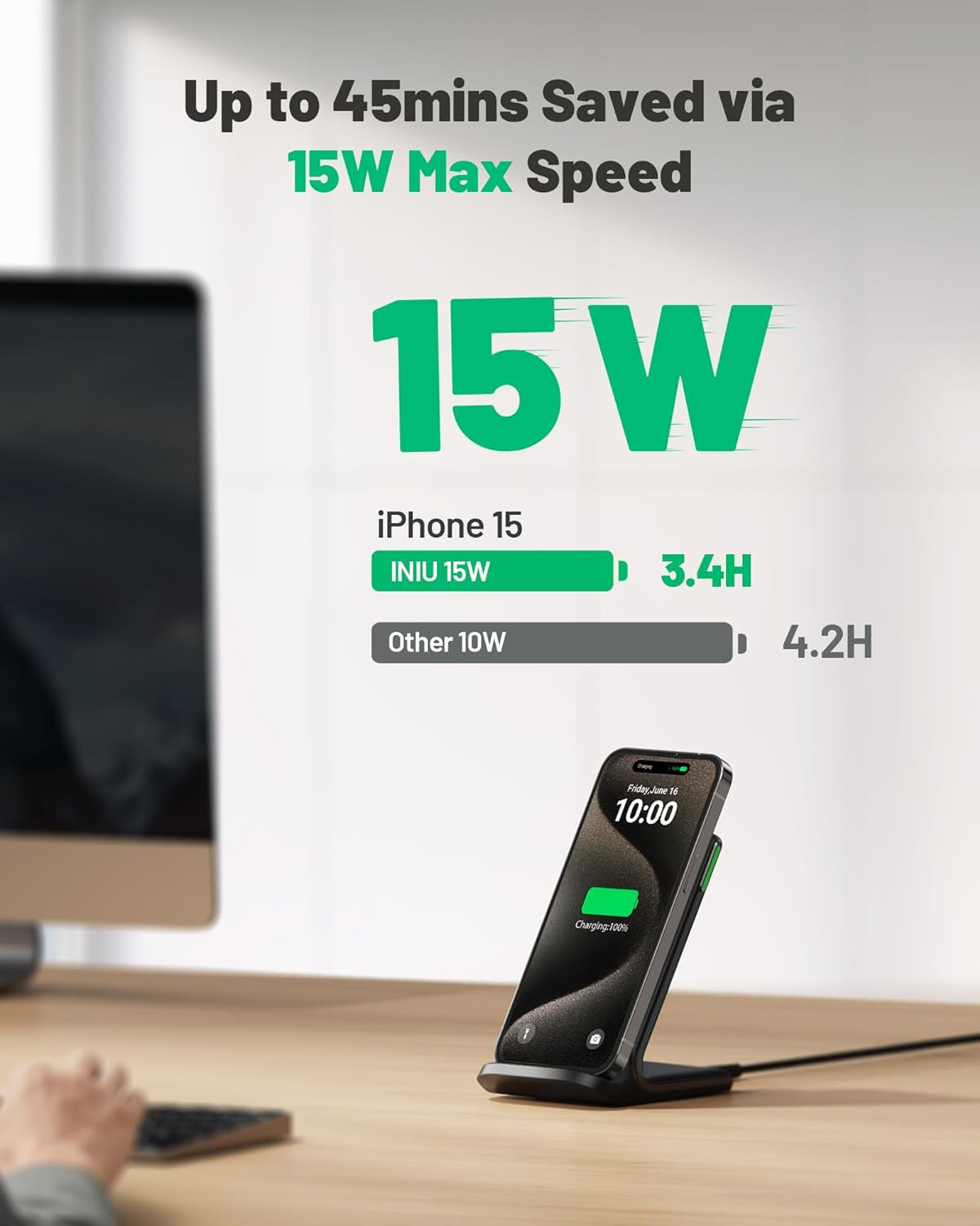 Wireless Charger, 15W Fast Qi Certified Wireless Charging Station with Sleep-Friendly Adaptive Light Compatible with Iphone 17 16 15 14 13 12 Pro Max Samsung Galaxy S25 S24 S23 Note 20 Google Etc