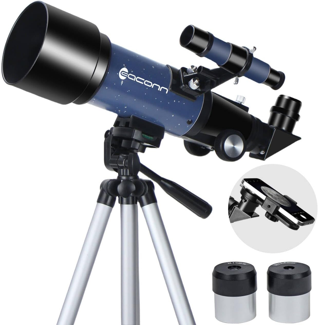 Telescopes, Telescope for Kids and Adults Beginners, 70Mm Aperture 400Mm Focus Length Refractor Travel Telescope with AZ Mount for Observe the Moon and Landscape (Blue)