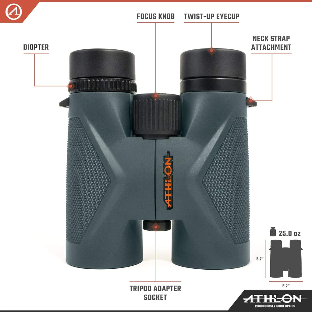 8X42 Midas UHD Gray Binoculars with ED Glass for Adults and Kids, High-Powered Binoculars for Hunting, Birdwatching, and More