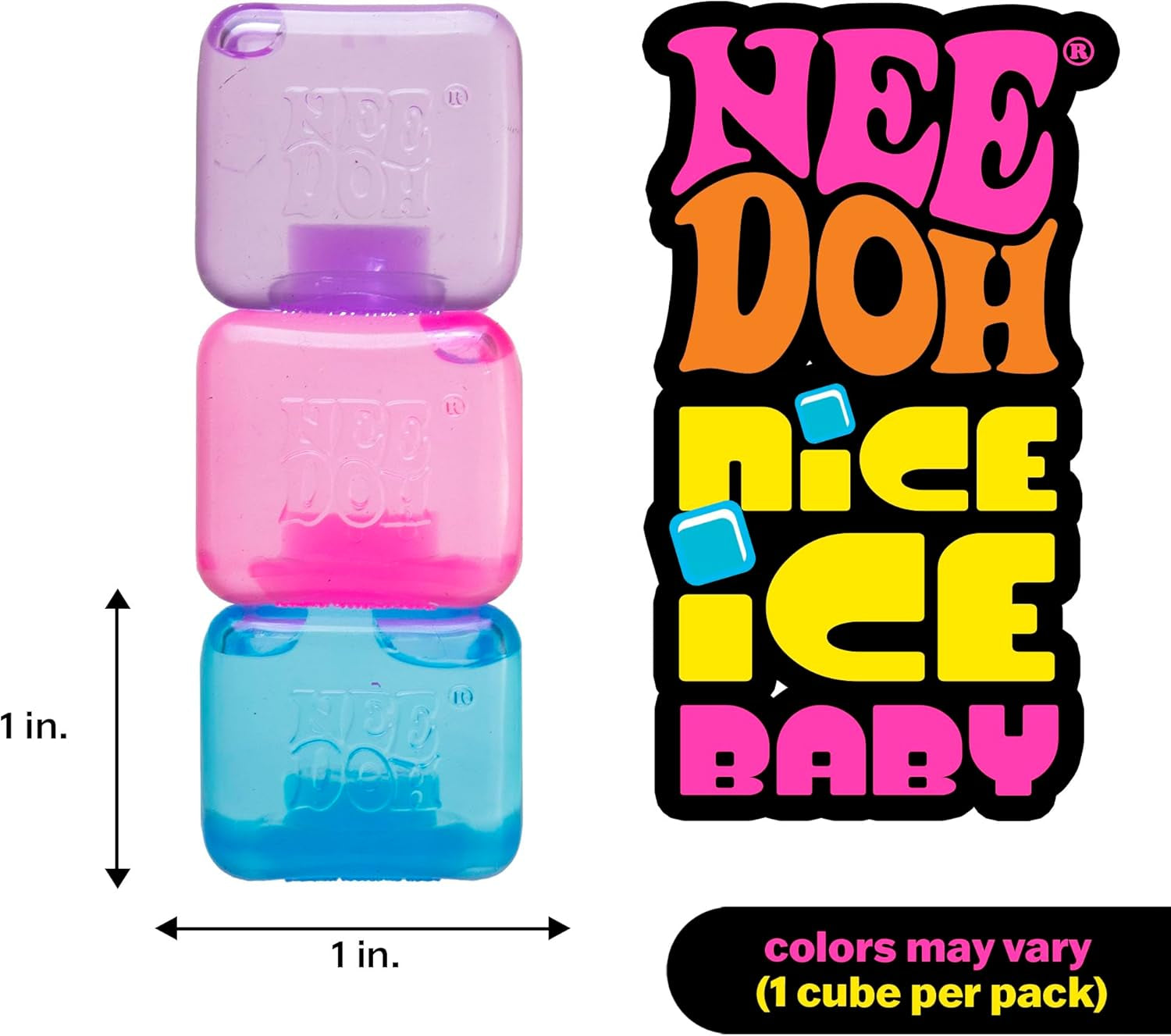 Needoh Nice Ice Baby - Sensory Squeeze Toy - Super Solid Squish - 1.25" Wide - Color May Vary (Pack of 1)