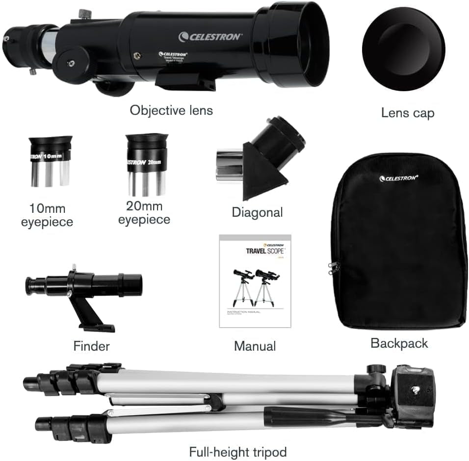 Travel Scope 70 Portable Refractor Telescope – 70Mm Aperture, Fully-Coated Glass Optics – Includes Tripod, Backpack & Software – Ideal for Beginners & Travel