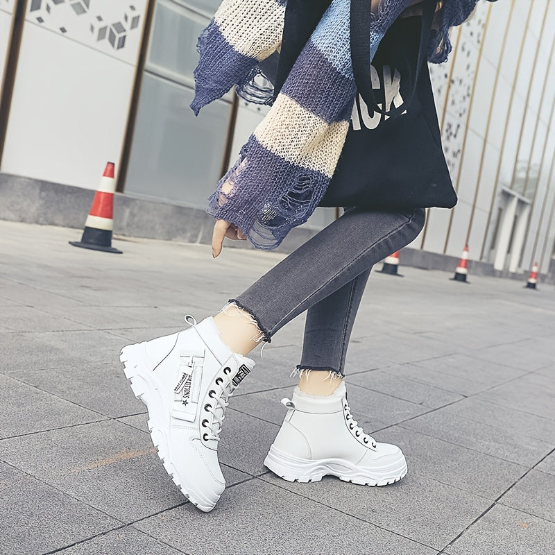 Women’s Fleece-Lined High-Top Winter Boots – Warm Thick-Sole Lace-Up Ankle Style