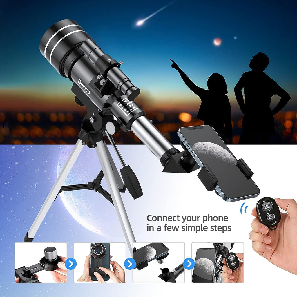 Telescope for Adults Beginners, 70Mm Aperture 400Mm Refractor Telescopes for Astronomy Beginners, Portable Travel Telescope Astronomy Gifts (40070)