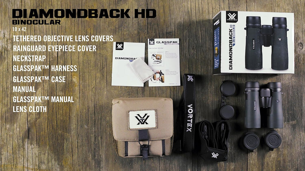Optics Diamondback HD 10X42 Binoculars - HD Optical System, Non-Slip Grip, Waterproof, Fogproof, Shockproof, Included Glasspak - Unlimited, Unconditional Warranty