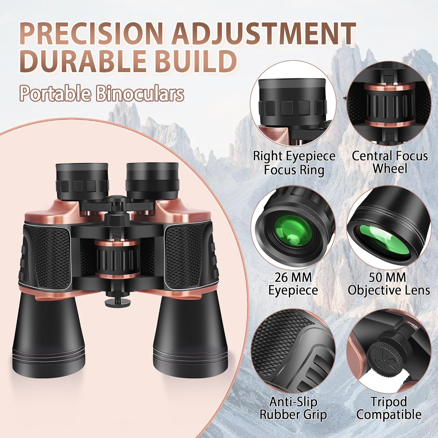 22X50 Binoculars for Adults High Powered, BAK-4 Prism HD FMC, Professional Waterproof Binoculars for Bird Watching, Hunting, Travel with Carrying Bag