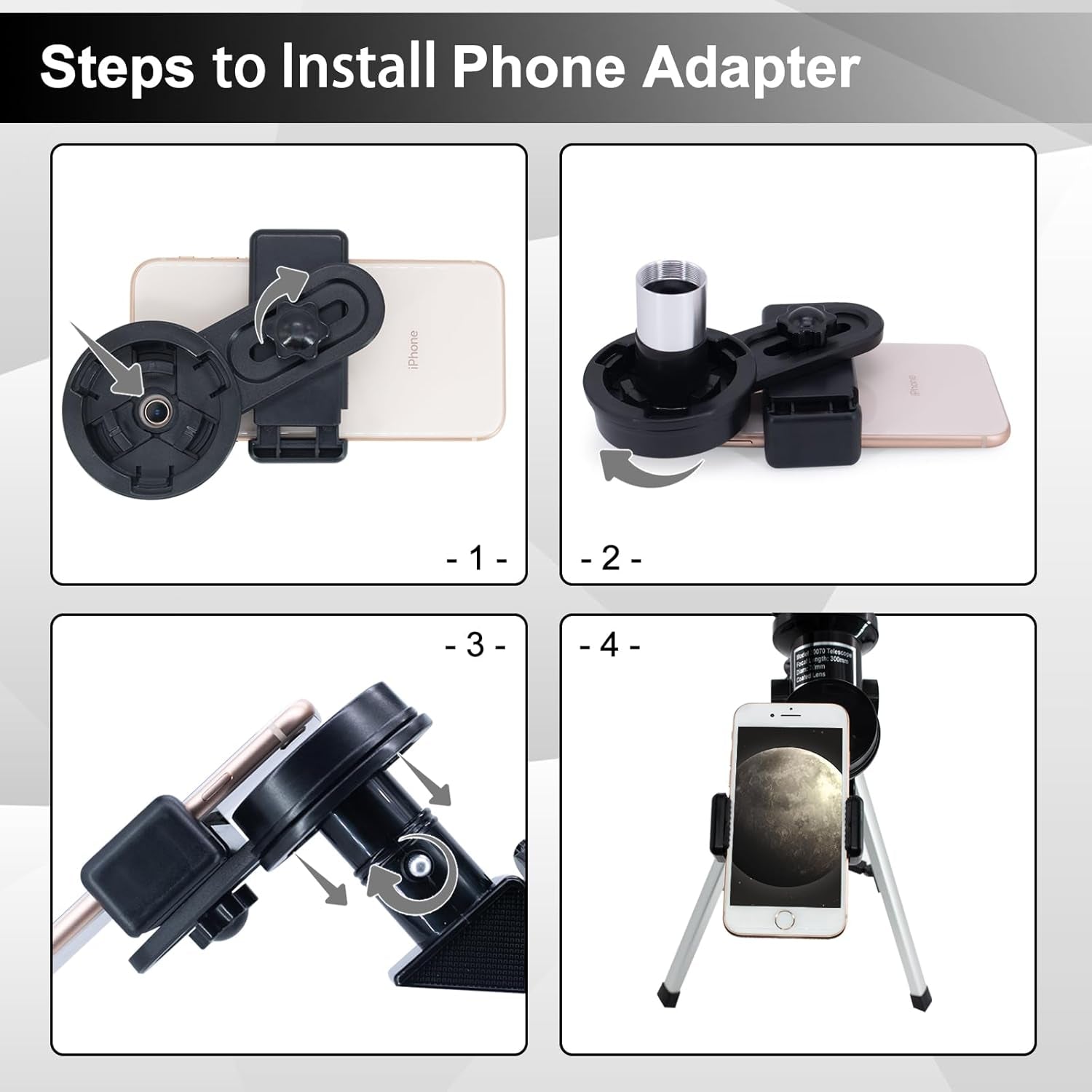 Telescope for Adults & Kids, 70Mm Aperture Astronomical Refractor Telescopes for Astronomy Beginners (15X-150X), 300Mm Portable Telescope with an Phone Adapter & a Wireless Remote