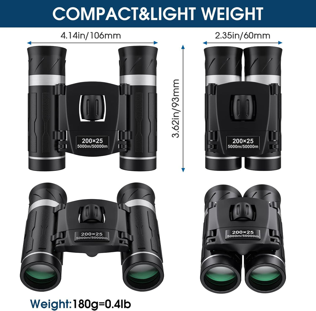 200X25 Compact Binoculars for Adults and Kids, High Powered Mini Pocket Binoculars, Waterproof Small Binoculars for Bird Watching, Hunting, Concert, Theater, Opera, Traveling, Sightseeing