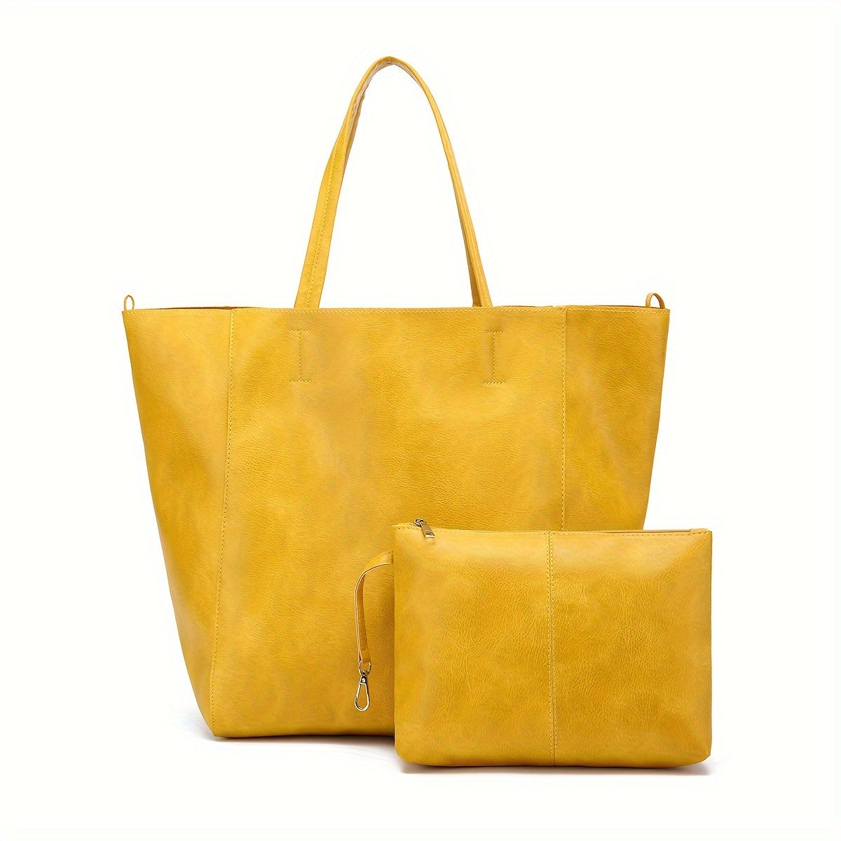 Retro Black Large Capacity Handbag with Inner Cosmetics Bag