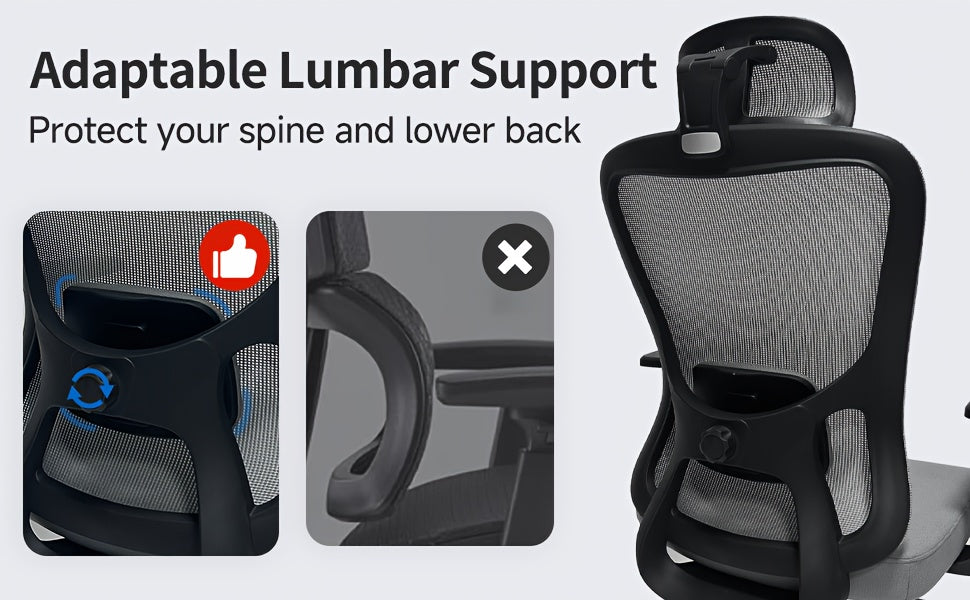 Ergonomic High Back Office Chair – 3D Armrests & Lumbar Support (400 lbs)