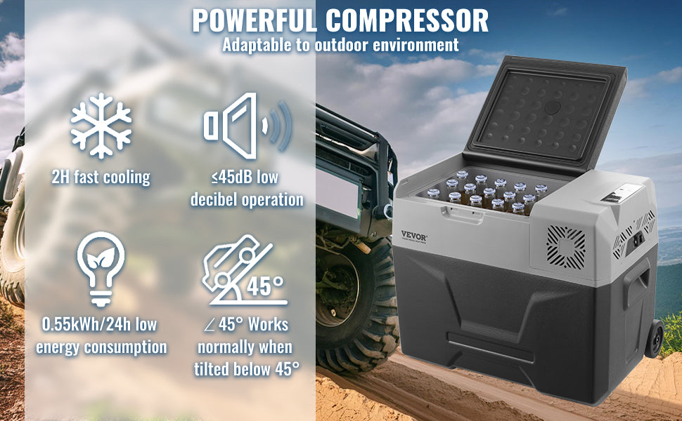 SucceBuy Car Refrigerator 12 Volt Car Refrigerator Fridge Single Zone Portable Freezer  and Handle -4℉-68℉ 12/24V DC and Cooler