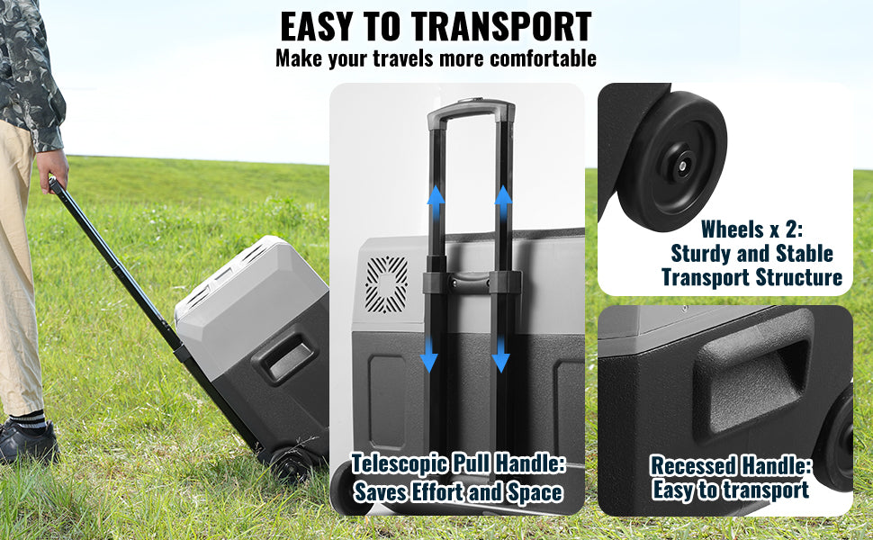 SucceBuy Car Refrigerator 12 Volt Car Refrigerator Fridge Single Zone Portable Freezer  and Handle -4℉-68℉ 12/24V DC and Cooler