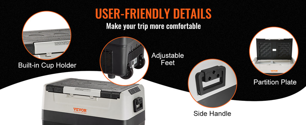 SucceBuy 35L/45L/55L Portable Foldable Handle Car Refrigerator with Wheel Compressor Freezer for Camping Picnics Car Home Traval