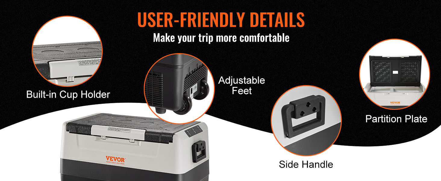 SucceBuy 35L/45L/55L Portable Foldable Handle Car Refrigerator with Wheel Compressor Freezer for Camping Picnics Car Home Traval