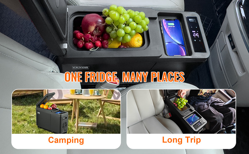 SucceBuy 8L Car RefrigeratorCar Armrest Refrigerator Fridge 8L Single Zone Freezer -4℉-68℉ Adjustable Range 12/24V DC and Cooler