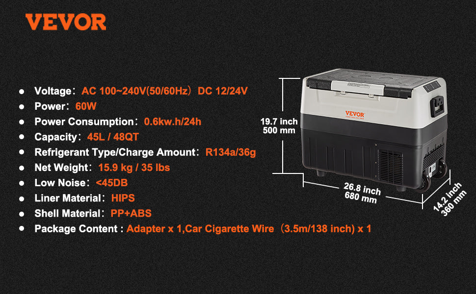 SucceBuy 35L/45L/55L Portable Foldable Handle Car Refrigerator with Wheel Compressor Freezer for Camping Picnics Car Home Traval