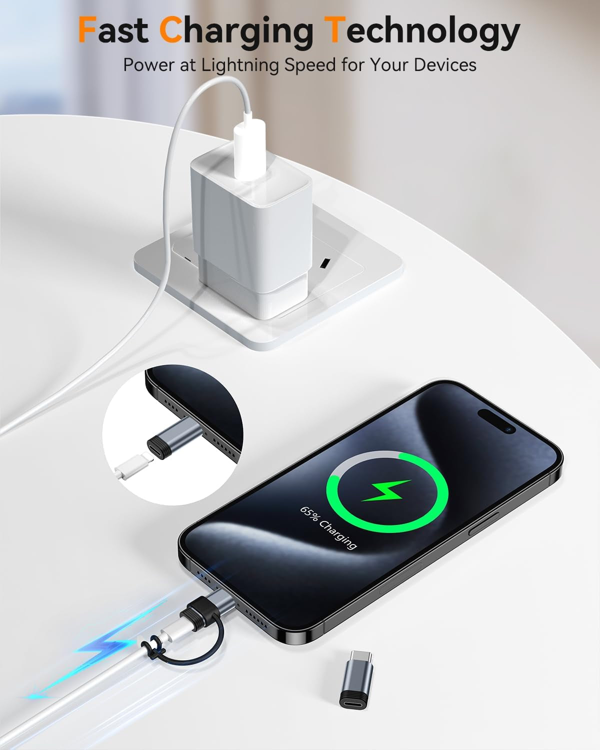 4 Pack Lightning to USB C Adapter for Iphone 15/16/17 Pro/17 Pro Max,For Iphone 17/16 Charger,17/16 Accessories,Fast Charging & Data Transfer,Usb C Charger Connector Cable,Not for Audio/Otg