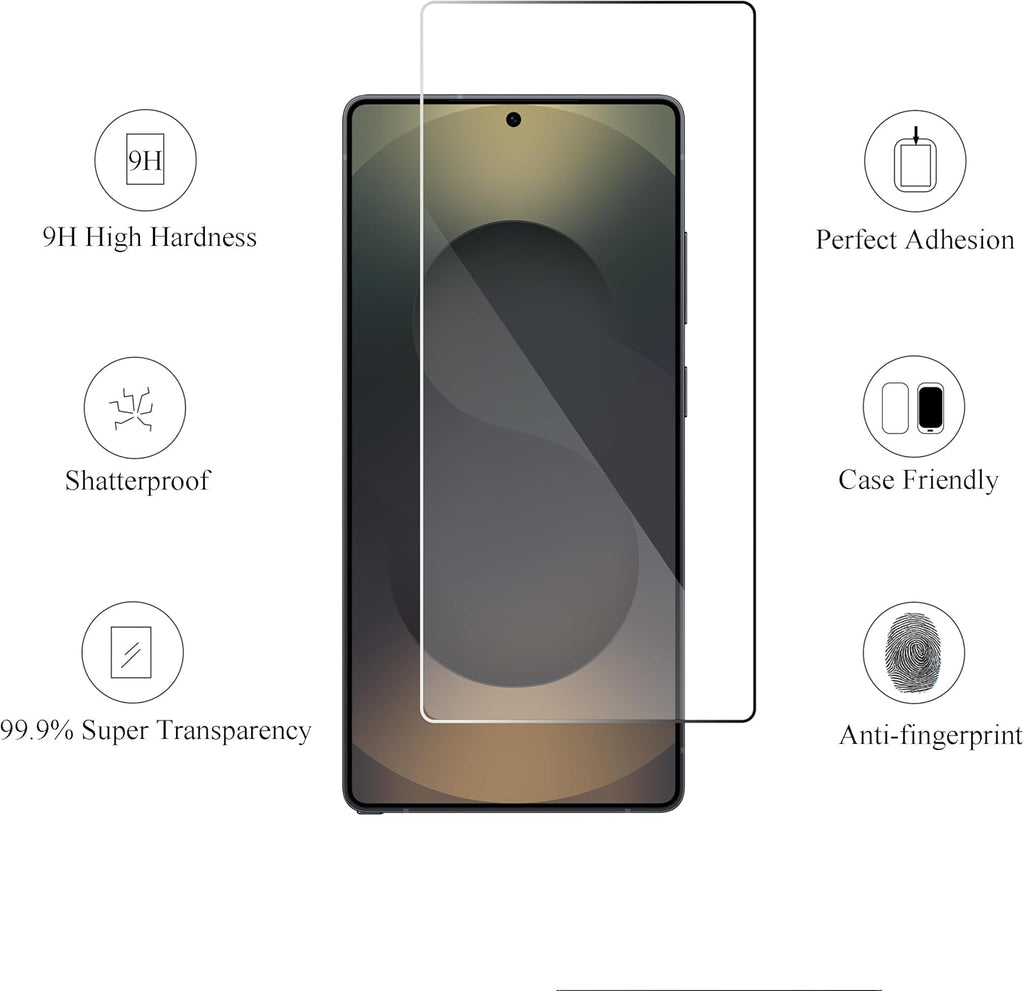 Glass Screen Protector for Galaxy S25 Ultra [6.9 Inch] 3Pack + 3Pack Camera Lens Tempered Glass Fingerprint Unlock 0.25Mm Ultra Clear Anti-Scratch Case Friendly [Not for S25/S25 Plus/S25 Edge]