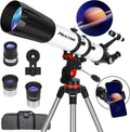 Telescope, Telescope for Adults High Powered Professional, 90Mm Aperture 800Mm Refractor Telescopes for Astronomy Beginners Fully Multi-Coated with AZ Mount Tripod & Phone Adapter & Carry Bag