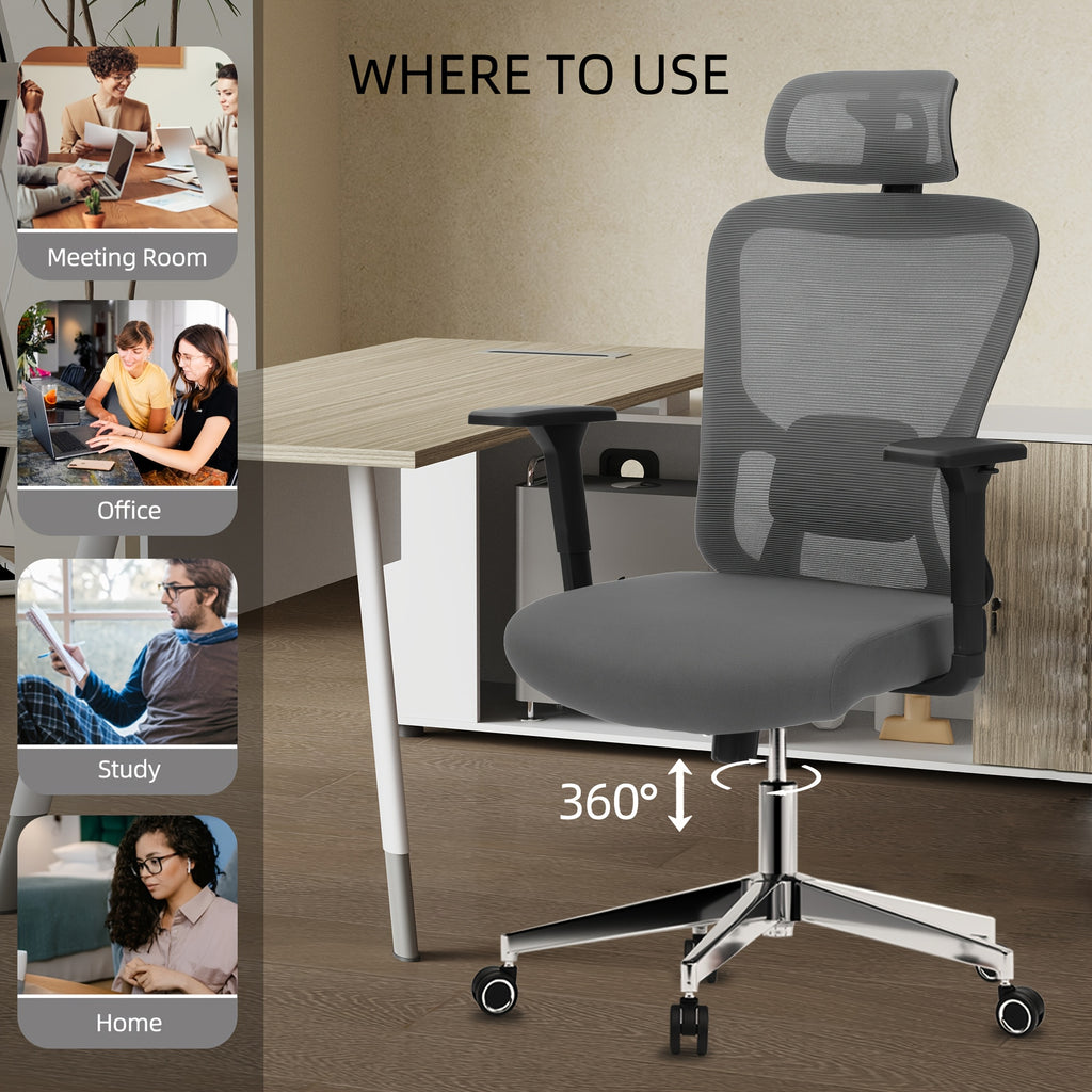 Ergonomic High Back Office Chair – 3D Armrests & Lumbar Support (400 lbs)