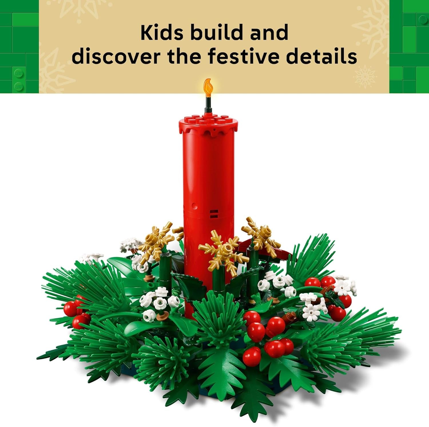 Christmas Table Decoration Building Toy for Kids - Brick-Built Holiday Centerpiece & Festive Room Decor - Christmas Craft for Girls & Boys, Ages 12+ - Gift Idea for Families - 40743