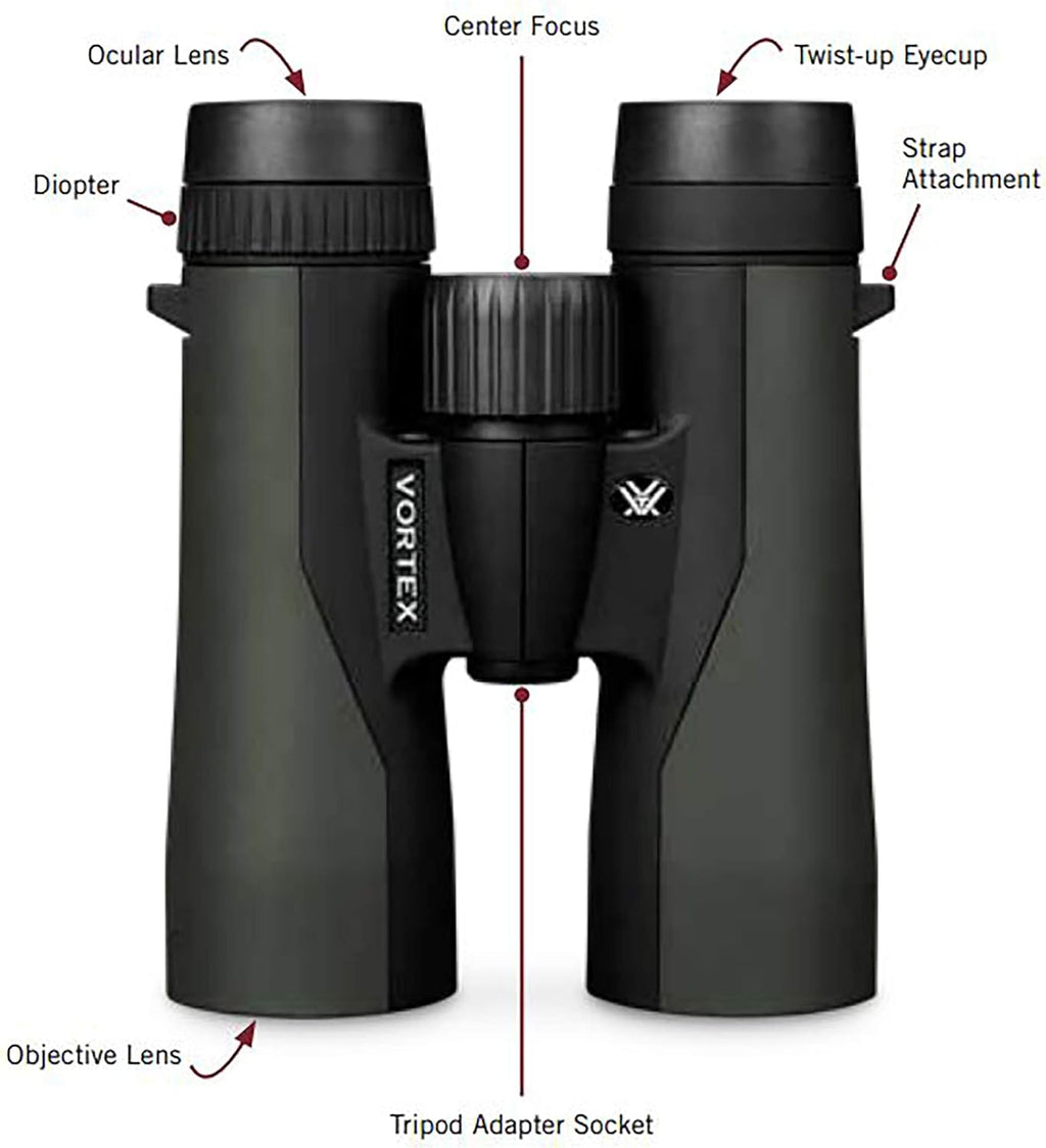 Optics Crossfire HD 10X42 Binoculars - HD Optical System, Tripod Adaptable, Rubber Armor, Waterproof, Fogproof, Shockproof, Included Glasspak - Unlimited, Unconditional Warranty