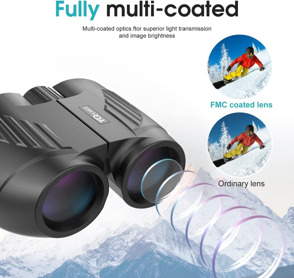20X25 Compact Binoculars for Adults and Kids,Large Eyepiece Waterproof Binocular，Easy Focus Small Binoculars for Bird Watching,Hiking and Concert, Black