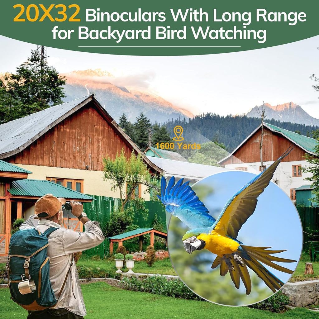 Compact Binoculars for Adults High Powered -  20X32 Small Binoculars for Adults Kids with Low Light Vision for Hunting Cruise Ship Travel Concert Hiking