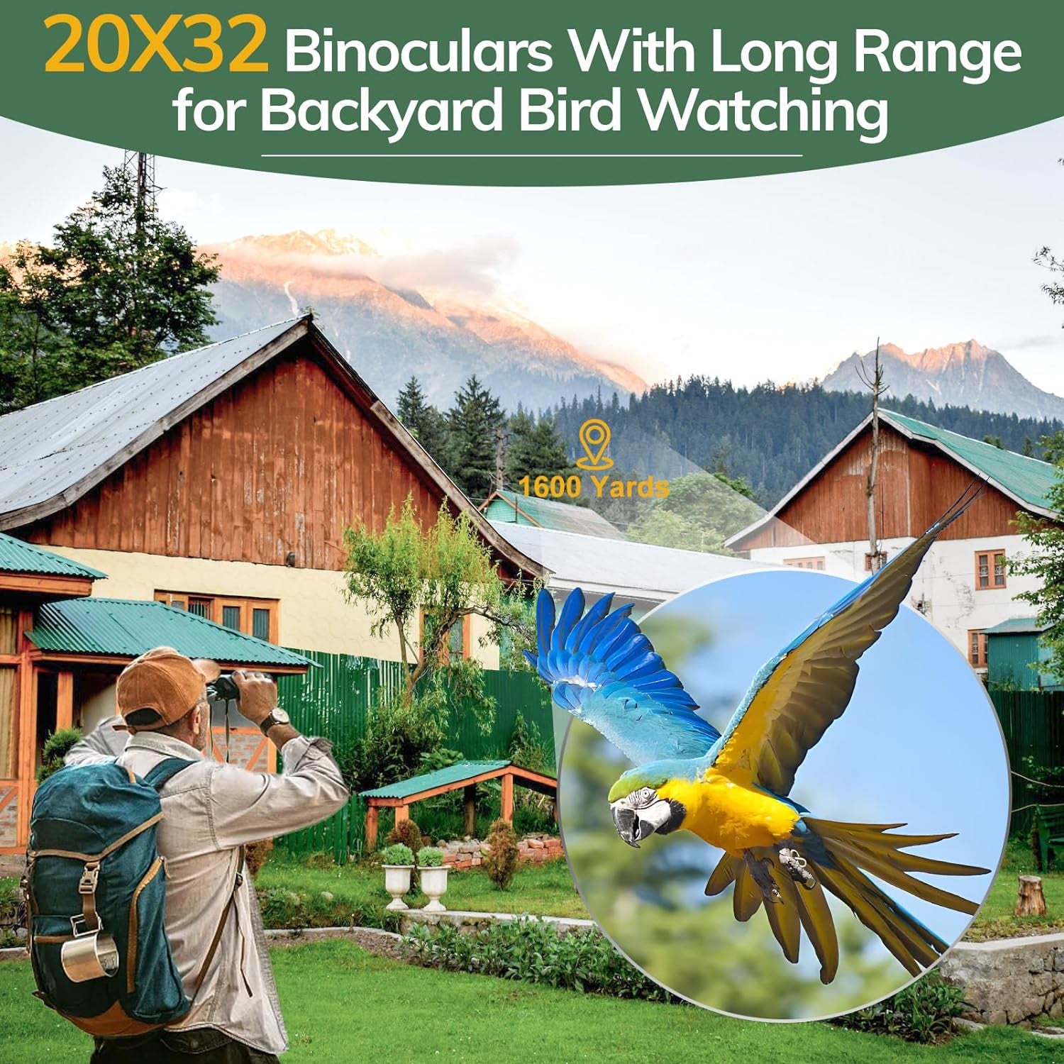 Compact Binoculars for Adults High Powered -  20X32 Small Binoculars for Adults Kids with Low Light Vision for Hunting Cruise Ship Travel Concert Hiking