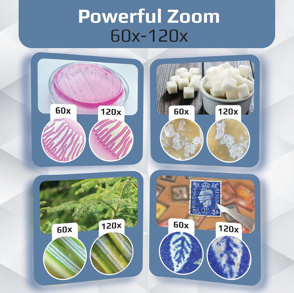 Microbrite Portable Digital Pocket Microscope for Kids or Adults, Accurate 60X-120X Zoom, Handheld Microscope with Phone Clip & Smartphone App (MM-350)