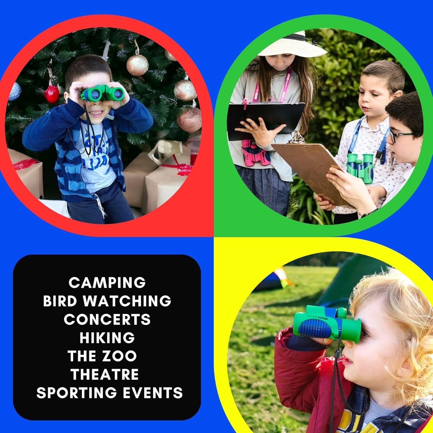 Kids Binoculars 8X21 Shockproof Ages 3–12 with Case, Neck Strap, Compass & Carabiner | High Resolution Optics for Birdwatching, Camping & Hiking