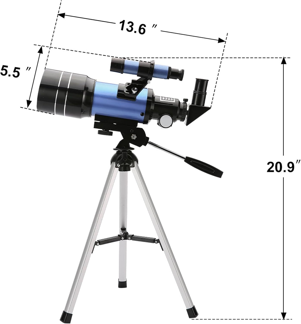 Telescope for Adults & Kids, 70Mm Aperture (15X-150X) Portable Refractor Telescopes for Astronomy Beginners, 300Mm Professional Travel Telescope with a Smartphone Adapter& Wireless Remote