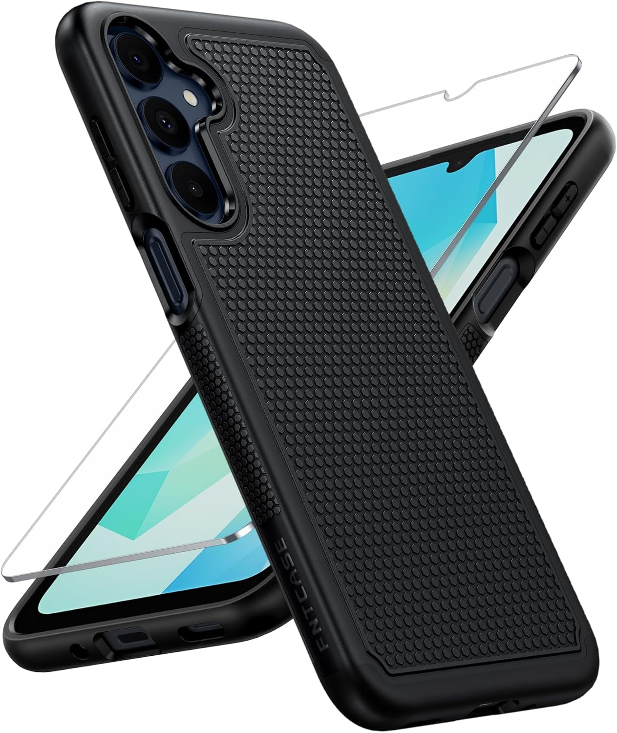 for Samsung Galaxy A16-5G Case: Dual Layer Protective Heavy Duty Cell Phone Cover with Non Slip Textured Back - Shockproof Rugged Military Grade Drop Protection Bumper Tough Black