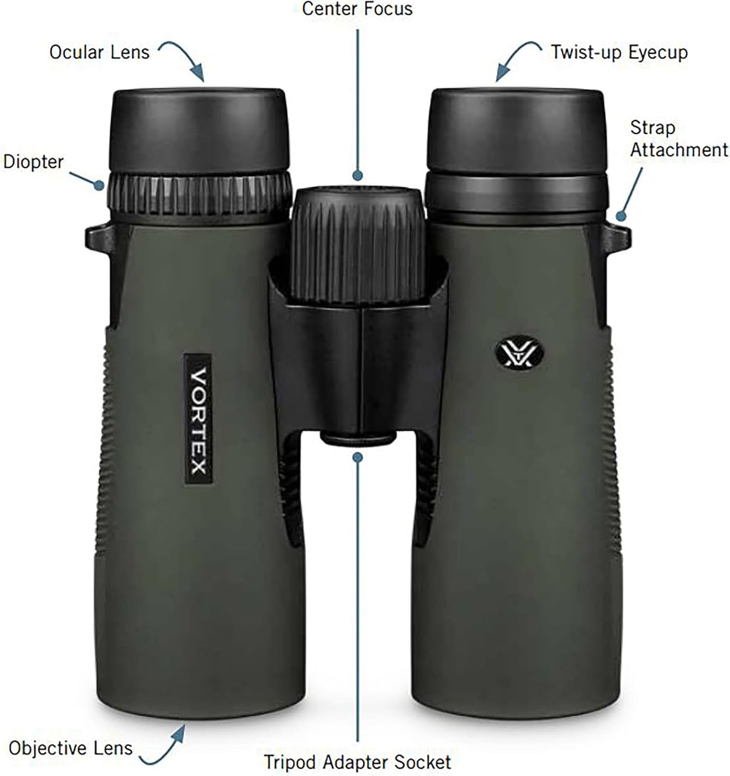 Optics Diamondback HD 10X42 Binoculars - HD Optical System, Non-Slip Grip, Waterproof, Fogproof, Shockproof, Included Glasspak - Unlimited, Unconditional Warranty