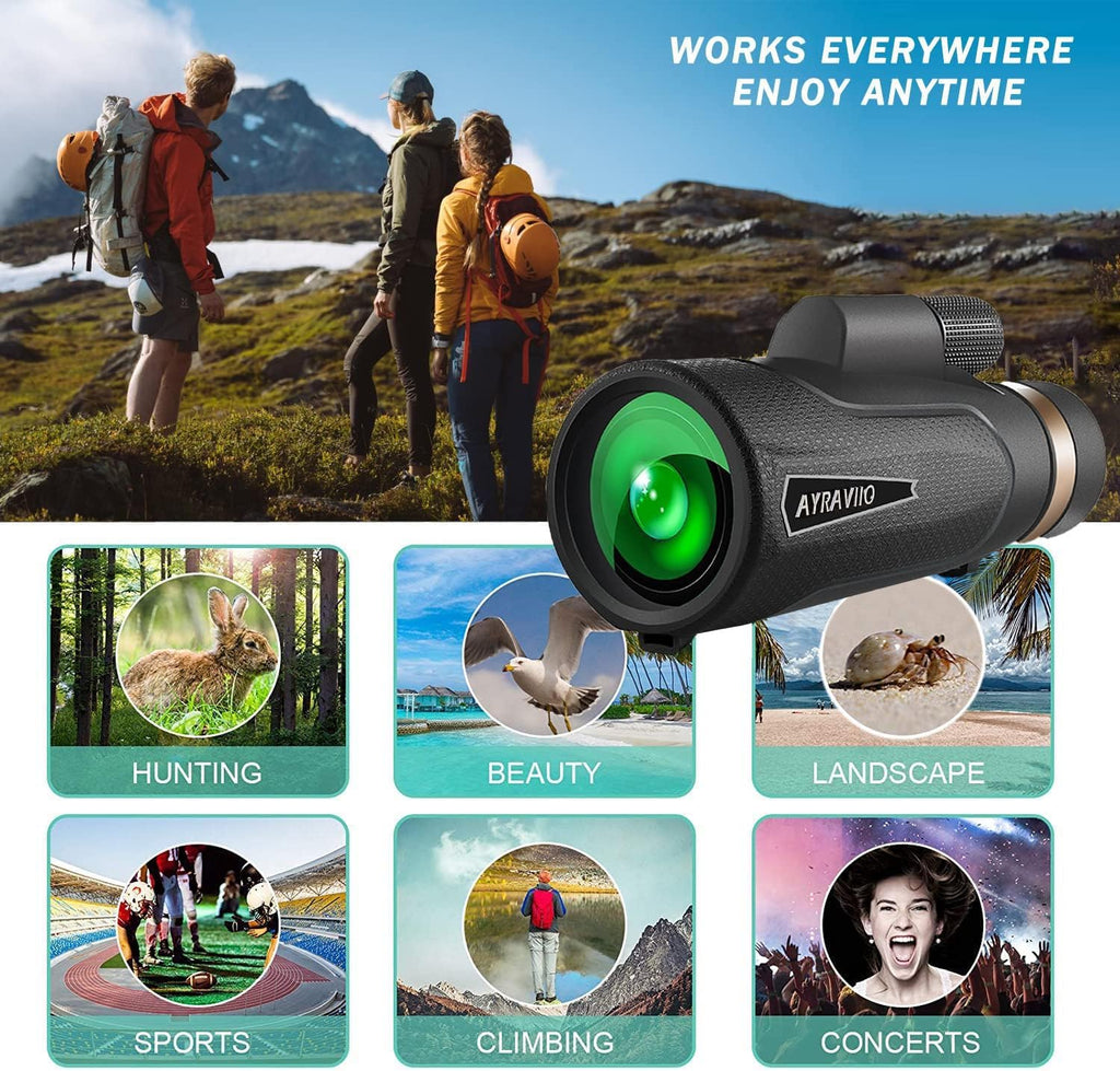 Birthday Gifts for Men Dad Husband Him, 12X60 Monocular Telescope with Smartphone Holder & Upgraded Tripod, High Powered SMC & BAK4 Scope, Gifts for Christmas, Outdoors Hiking Gifts