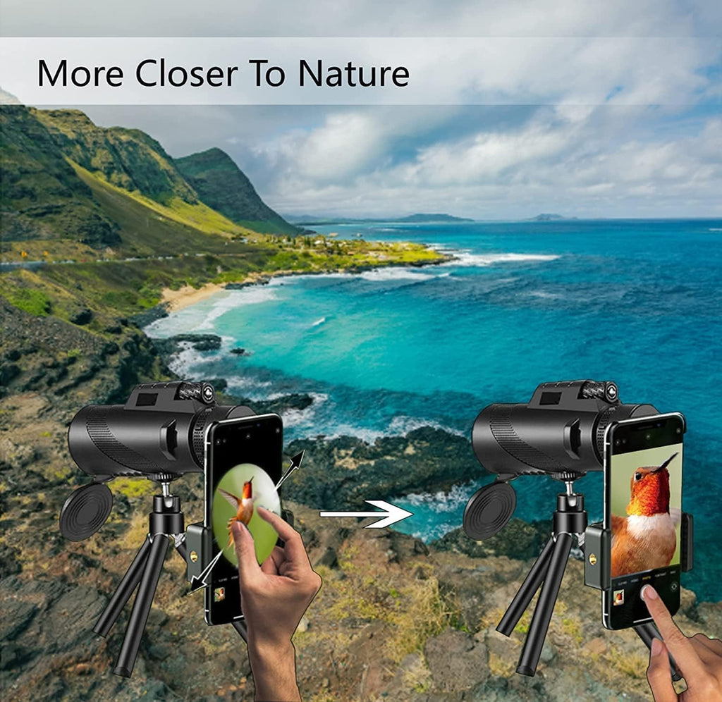 Monocular-Telescope 80X100 High Powered Monoculars High Definition for Adults High Powered with Smartphone Adapter Telescope Hunting Wildlife Bird Watching Travel Camping Hiking-Black