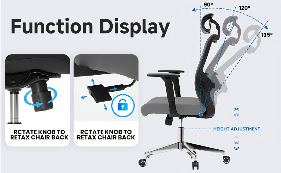 Ergonomic High Back Office Chair – 3D Armrests & Lumbar Support (400 lbs)