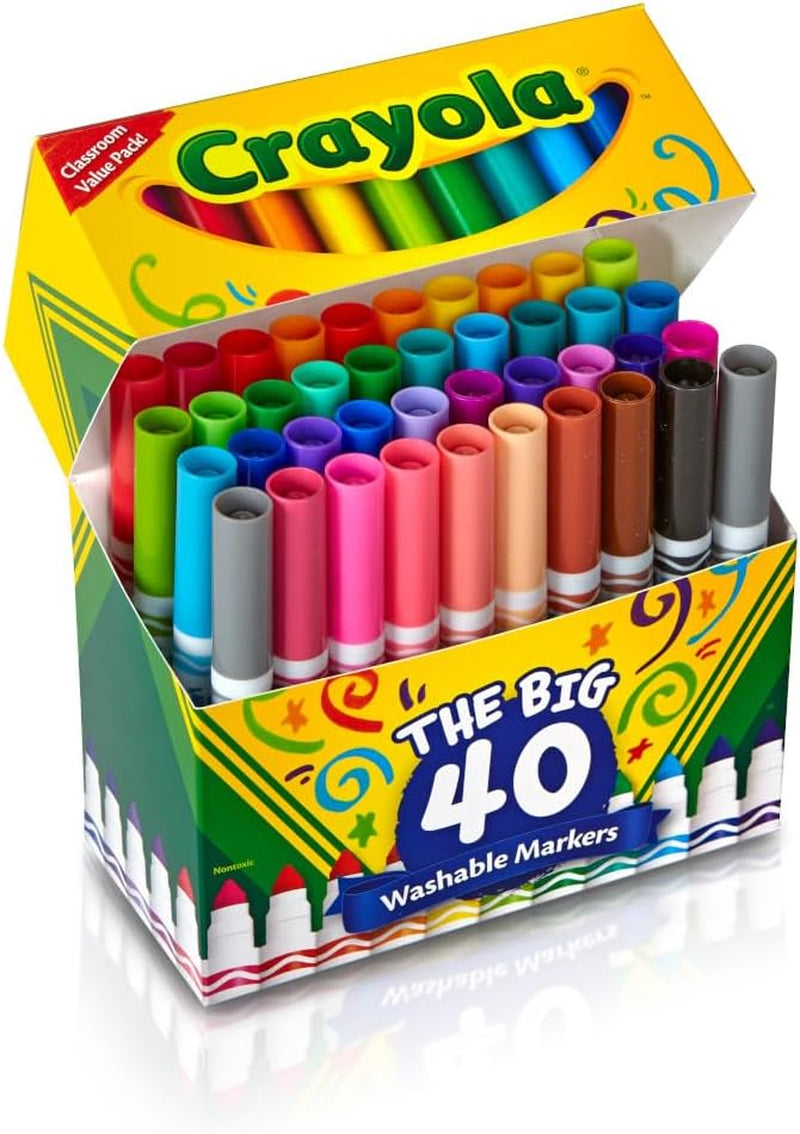 Ultra Clean Washable Markers (40Ct), Colored Markers for Kids, Coloring Book Marker Set, Stocking Stuffers for Kids, Christmas & Holiday Gifts, Ages 3+
