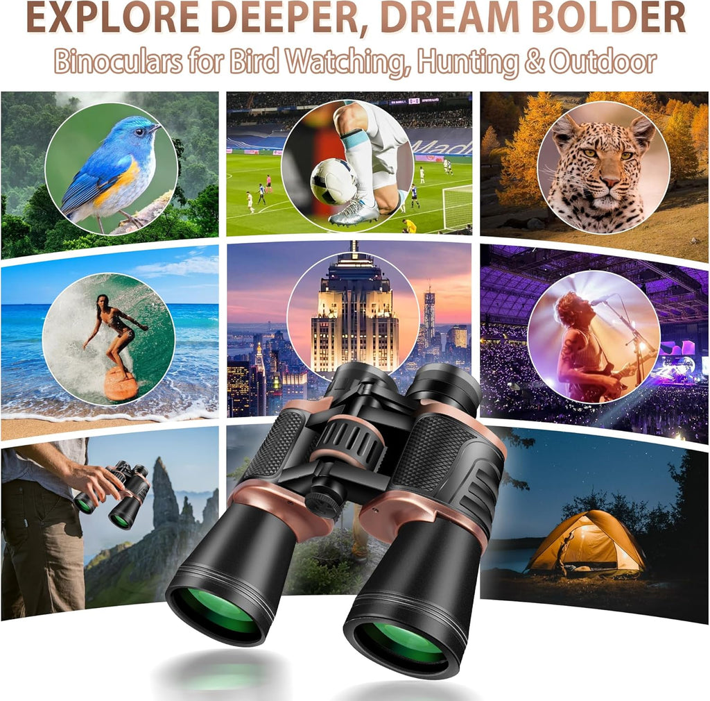 22X50 Binoculars for Adults High Powered, BAK-4 Prism HD FMC, Professional Waterproof Binoculars for Bird Watching, Hunting, Travel with Carrying Bag