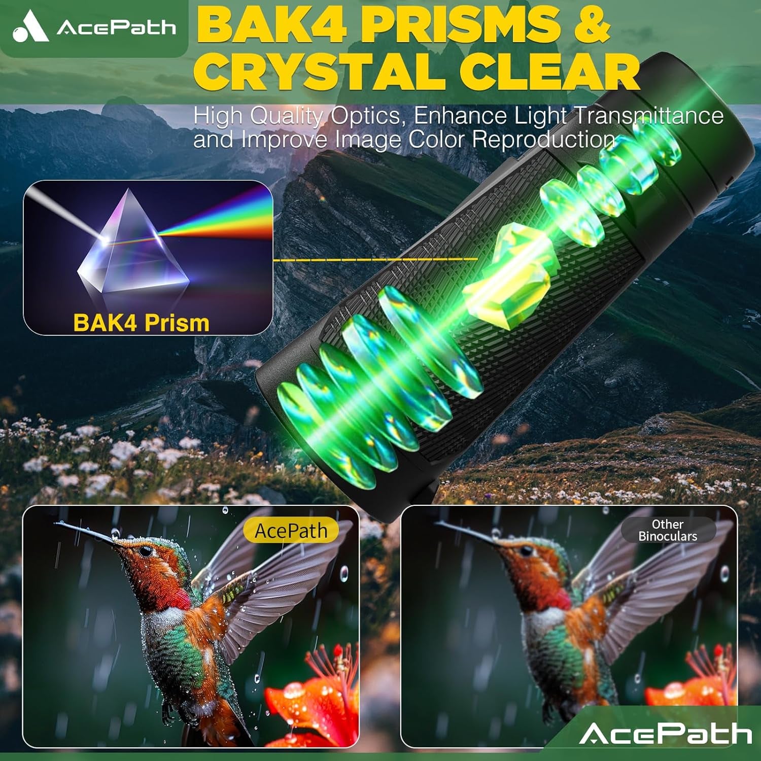 15X56 Binoculars for Adults High Powered - Large View Waterproof Binoculars with Clear Low Light Vision - Compact Binocular Essentials for Hunting Camping Cruise Travel Bird Watching Sports