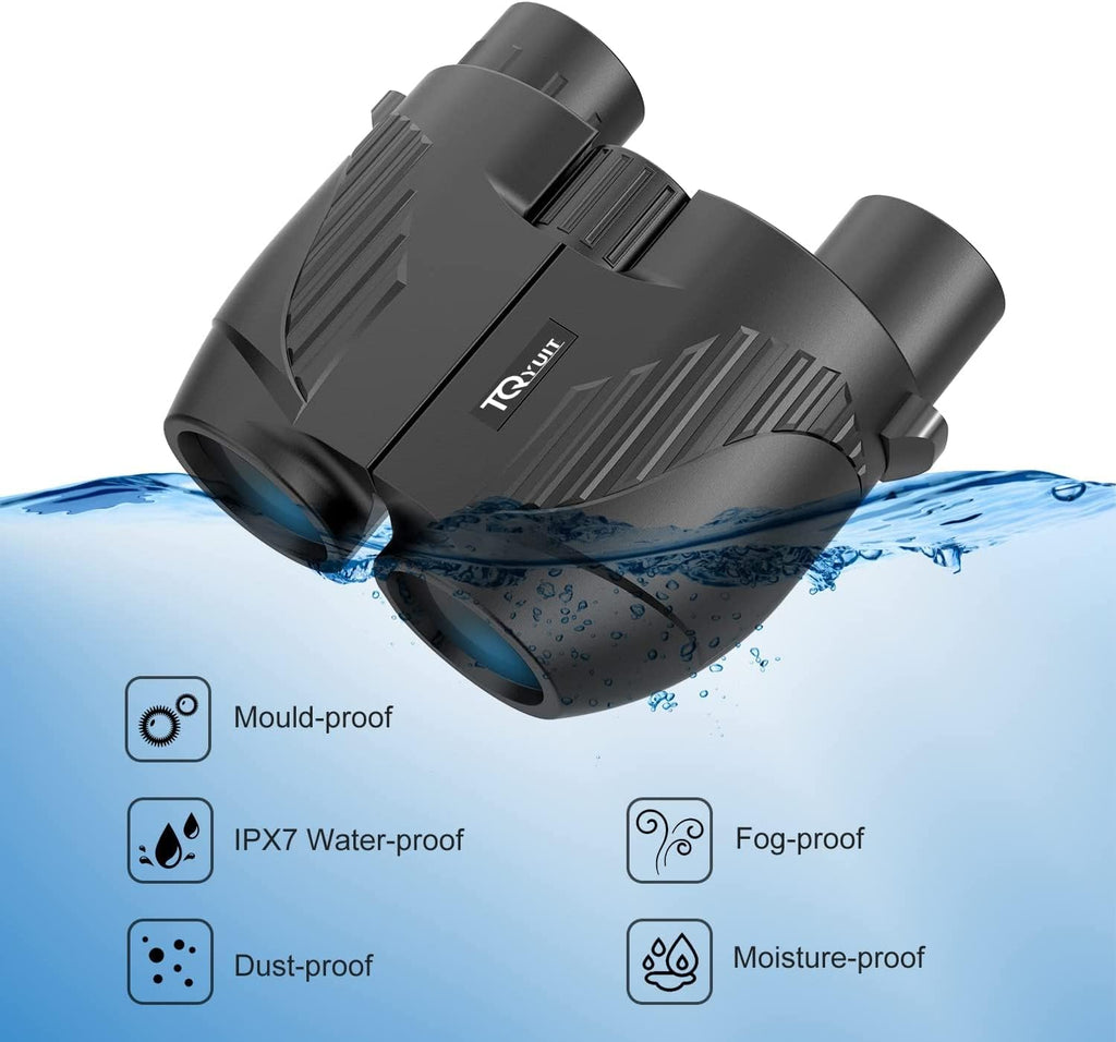 20X25 Compact Binoculars for Adults and Kids,Large Eyepiece Waterproof Binocular，Easy Focus Small Binoculars for Bird Watching,Hiking and Concert, Black