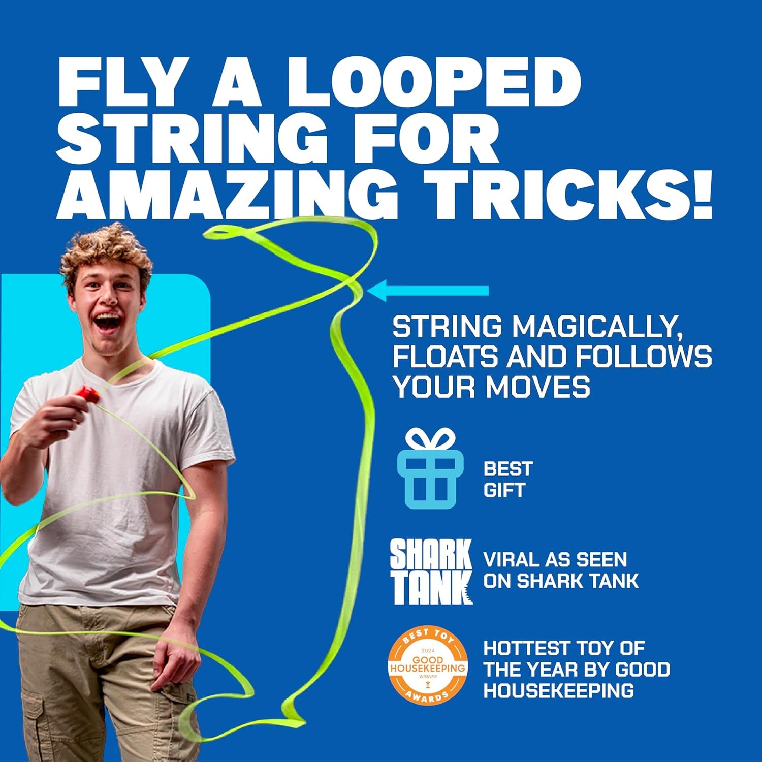 Original - as Seen on Shark Tank - Classic Rope Launcher Toy, Perfect for Kids & Adults - Fly a String Loop in the Air for Endless Tricks & Fun, Wonderment Awaits, Bold Blue