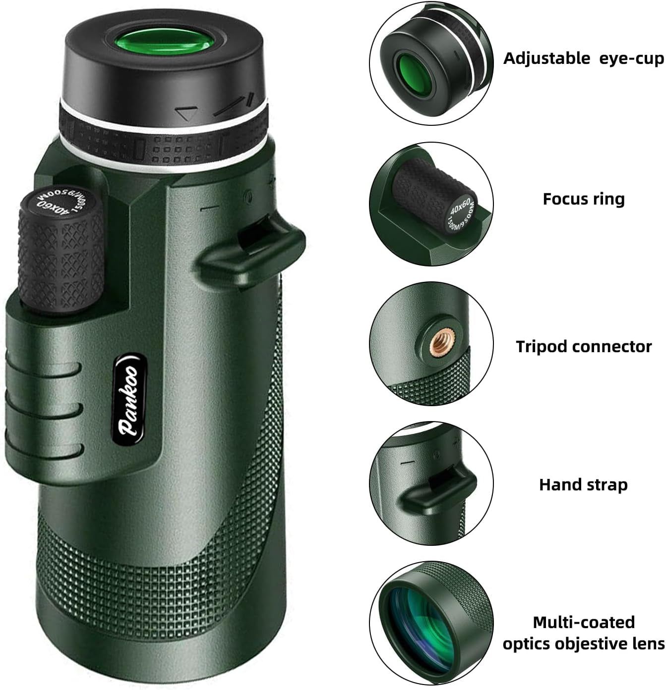 40X60 HD Monocular for Adults, Grade Compact Monocular Telescope with BAK-4 Prism & FMC Lens & Smartphone Holder & Tripod, Stargazing Hunting Bird Watching, Camping Hiking Travel Accessories