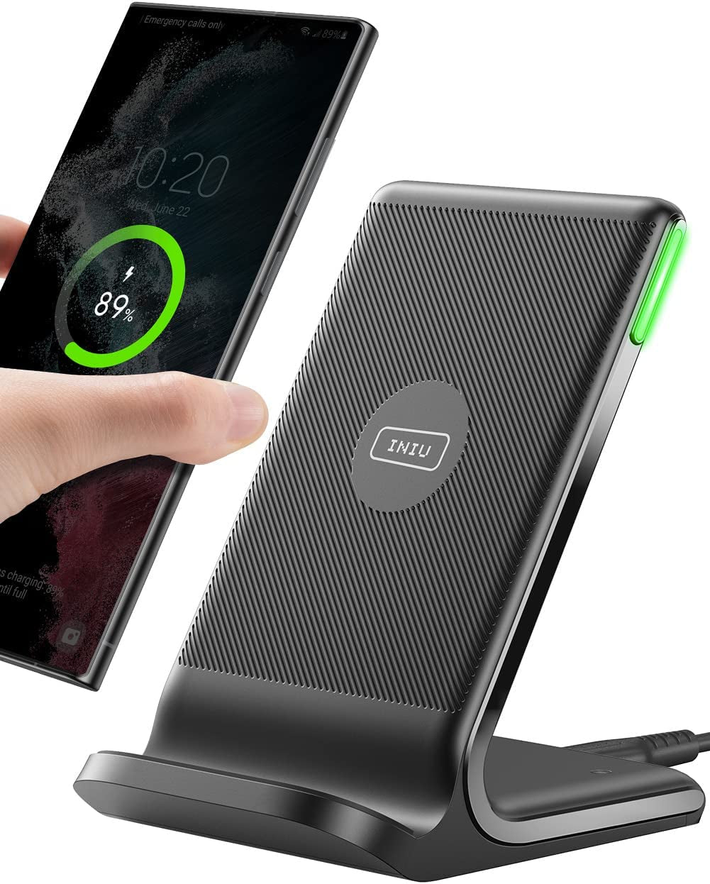 Wireless Charger, 15W Fast Qi Certified Wireless Charging Station with Sleep-Friendly Adaptive Light Compatible with Iphone 17 16 15 14 13 12 Pro Max Samsung Galaxy S25 S24 S23 Note 20 Google Etc