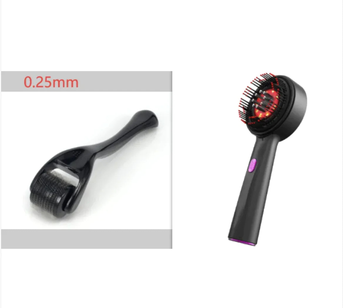 Electric Scalp Massager Comb with Serum/Oil Applicator – Red Light + Microcurrent Support, 8-Nozzle Even Dispersion, 72 Silicone Tips, IPX7 Head, USB-C, For Fuller-Looking Hair & Scalp Care