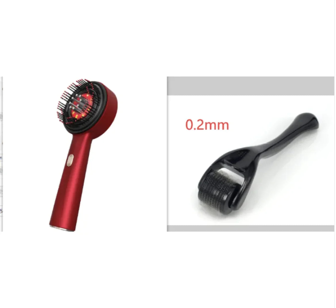 Electric Scalp Massager Comb with Serum/Oil Applicator – Red Light + Microcurrent Support, 8-Nozzle Even Dispersion, 72 Silicone Tips, IPX7 Head, USB-C, For Fuller-Looking Hair & Scalp Care