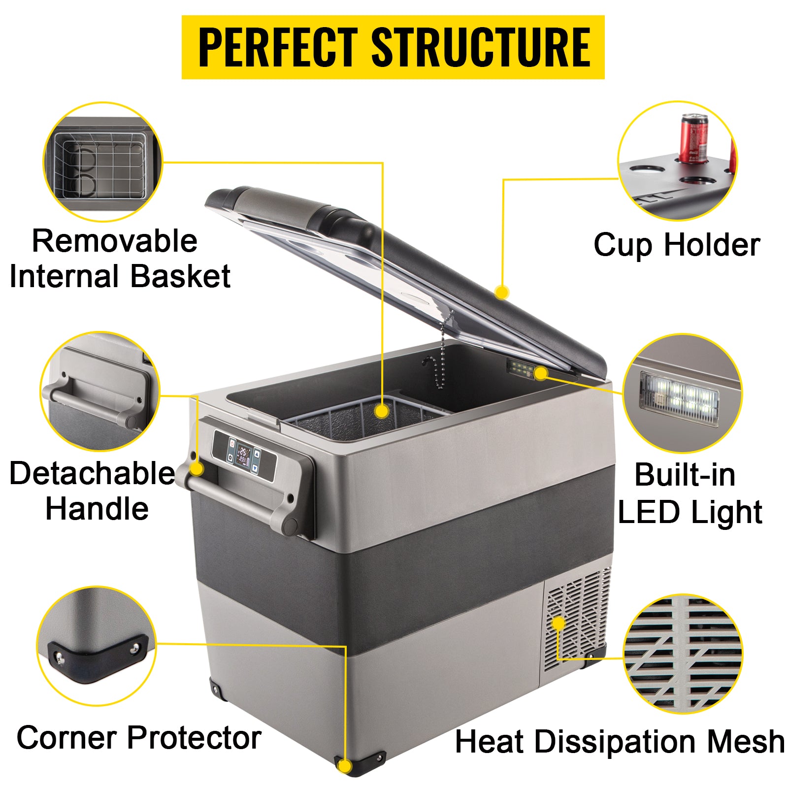 SucceBuy 20L 22L 35L 45L 55L Car Refrigerator Mini Fridge Freezer Portable Compressor Cooler DC 110-240V Ice Box for Camping