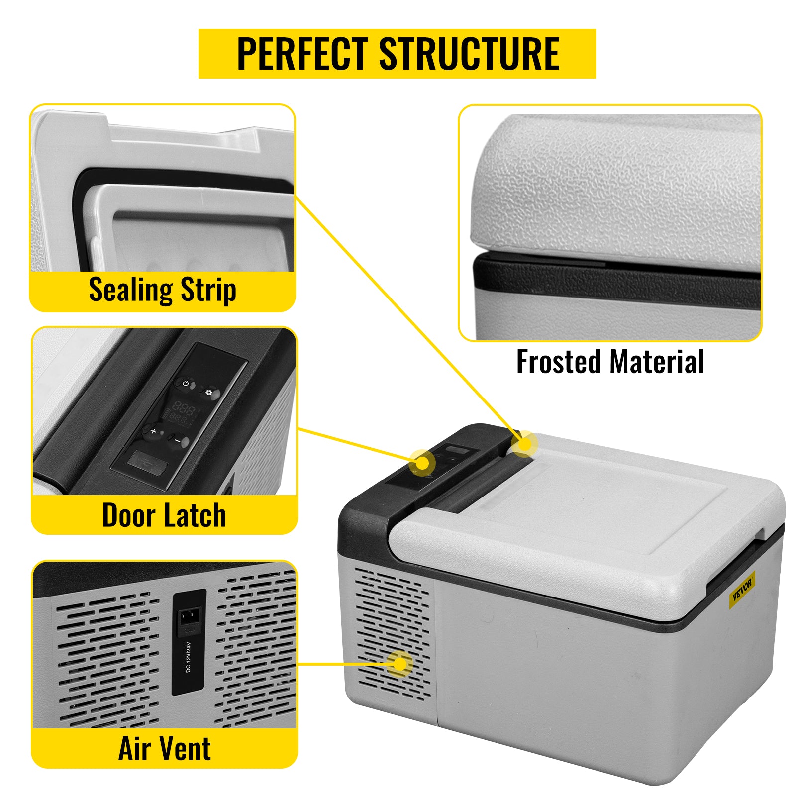 SucceBuy 9L 15L Car Refrigerator Portable Compressor Fridge Freezer Cooler 12V/24V DC for RV Travelling Camping Fishing