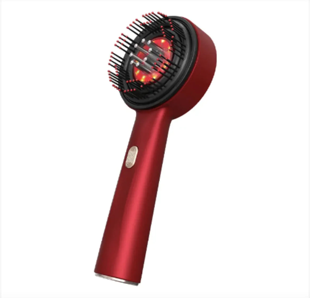 Electric Scalp Massager Comb with Serum/Oil Applicator – Red Light + Microcurrent Support, 8-Nozzle Even Dispersion, 72 Silicone Tips, IPX7 Head, USB-C, For Fuller-Looking Hair & Scalp Care